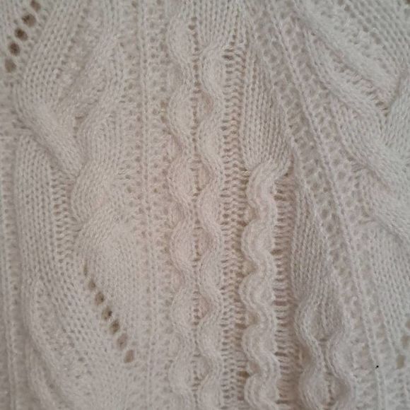 MAGASCHONI Women's Frost White 100% Cashmere Cable Knit Sweater Size L/G - Picture 8 of 8